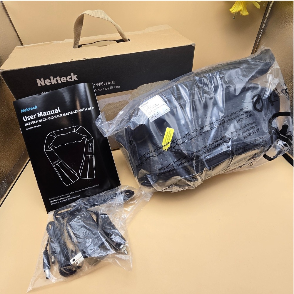 Nekteck Shiatsu Neck and Back Massager with Heat LMS-801 Black Deep Tissue Knead